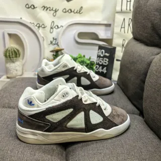 Adidas Brown White Low-Top Suede-Mesh Hybrid Lifestyle Sneakers