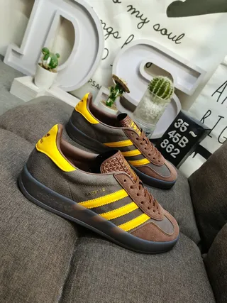 Adidas Brown Yellow Low-Top Cupsole Lifestyle Sneakers 9