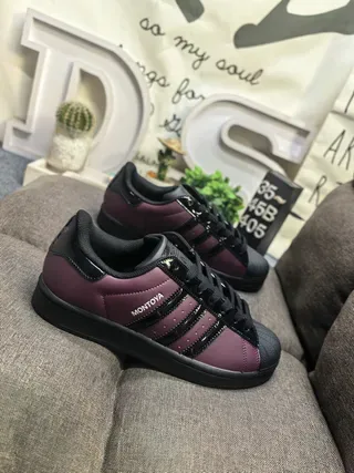 Adidas Bordeaux Noir Shell-Toe Three-Stripe Lifestyle Sneakers 9