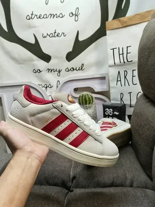 Adidas Campus Light Gray and Red Lifestyle Sneakers 5