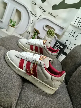 Adidas Campus Light Gray and Red Lifestyle Sneakers 7