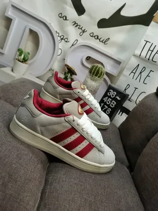 Adidas Campus Light Gray and Red Lifestyle Sneakers 9