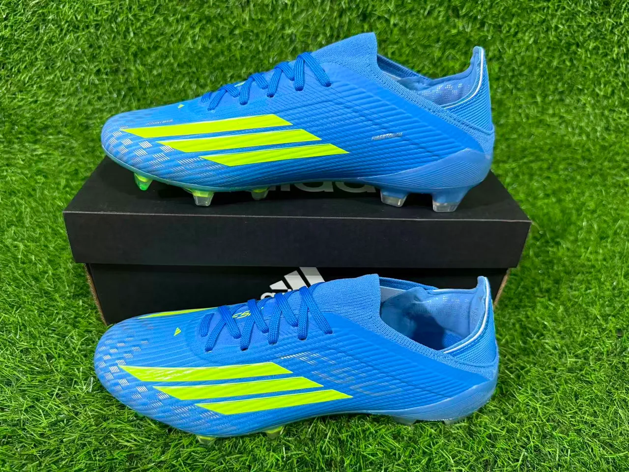 Adidas F50 Blue and Neon Green Firm-Ground Soccer Shoes 8