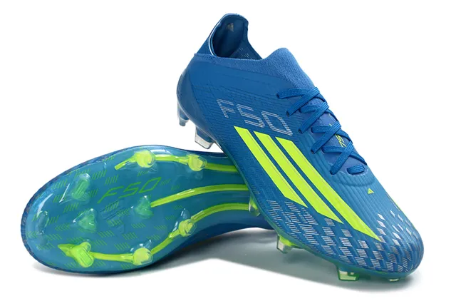 Adidas F50 Blue and Neon Green Firm-Ground Soccer Shoes 13