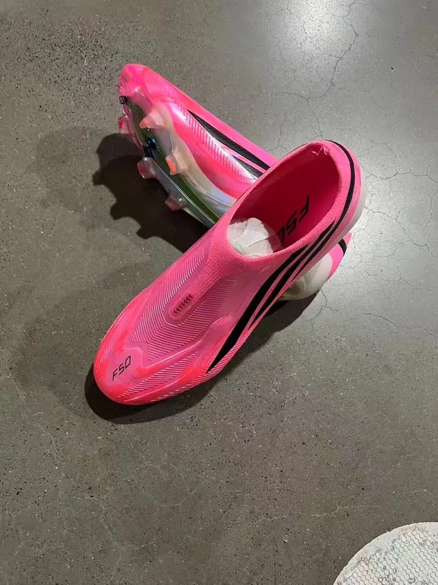 Adidas F50 Fluorescent Pink Black Laceless Firm-Ground Soccer Shoes 2