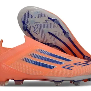 Adidas F50 Orange Blue Sock-Fit Collar Translucent Outsole Firm-Ground Soccer Shoes