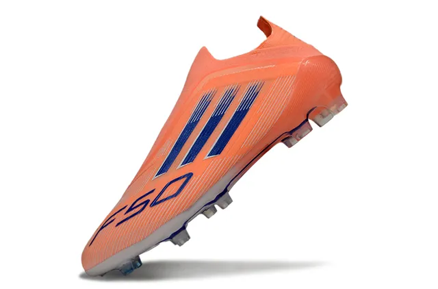 Adidas F50 Orange Blue Sock-Fit Collar Translucent Outsole Firm-Ground Soccer Shoes 3
