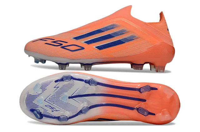 Adidas F50 Orange Blue Sock-Fit Collar Translucent Outsole Firm-Ground Soccer Shoes 6