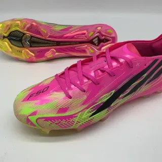 Adidas F50 Pink and Neon Green Firm-Ground Soccer Shoes