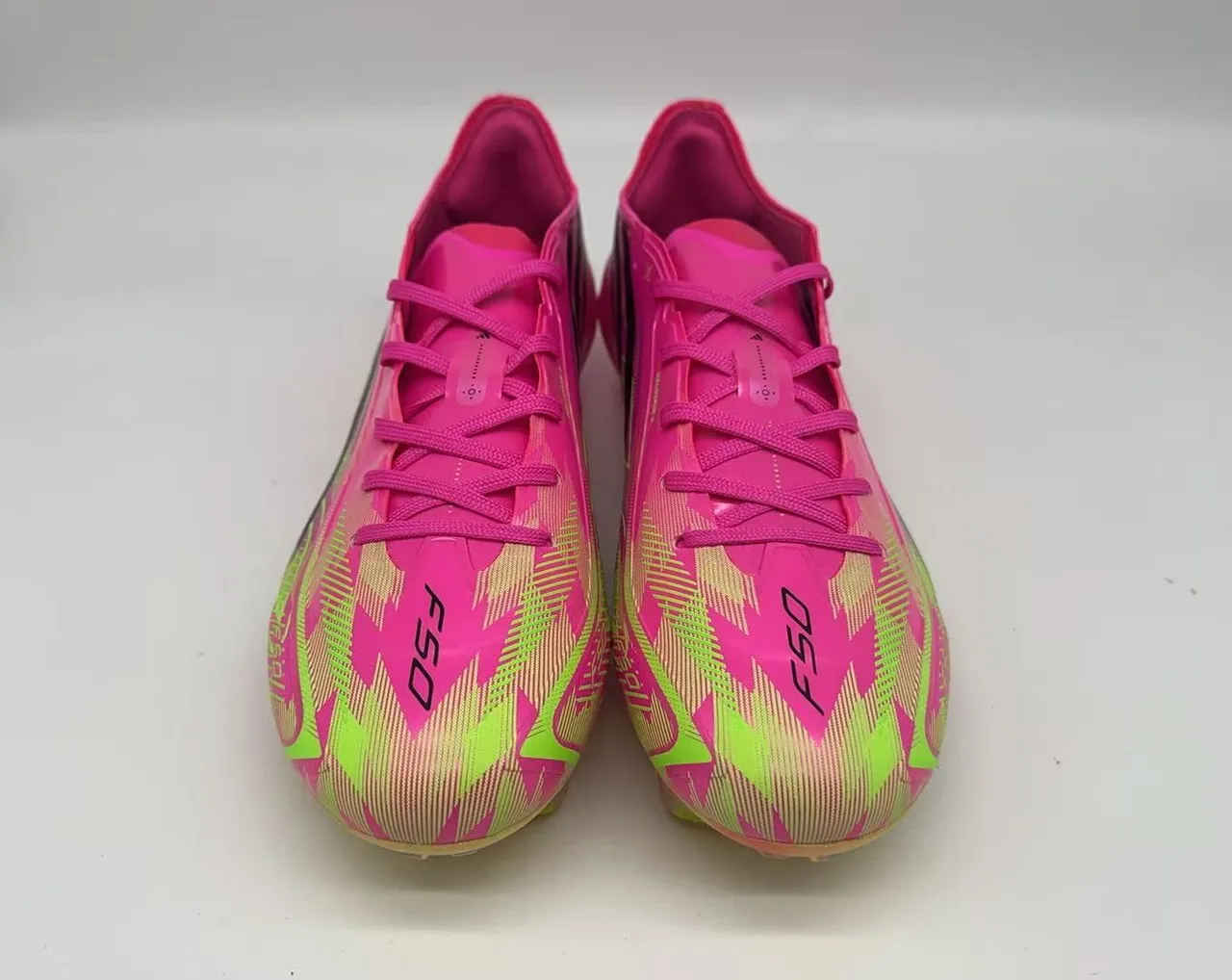 Adidas F50 Pink and Neon Green Firm-Ground Soccer Shoes 3