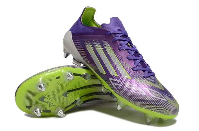 Adidas F50 Purple Green Low-Cut Synthetic Upper Iridescent Finish Firm-Ground Soccer Shoes 4