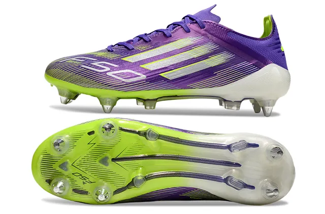 Adidas F50 Purple Green Low-Cut Synthetic Upper Iridescent Finish Firm-Ground Soccer Shoes 6