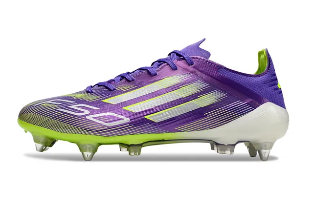 Adidas F50 Purple Green Low-Cut Synthetic Upper Iridescent Finish Firm-Ground Soccer Shoes 7