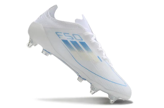 Adidas F50 Blancos y Azules para Tierra Firme Zapatos de Fútbol 2