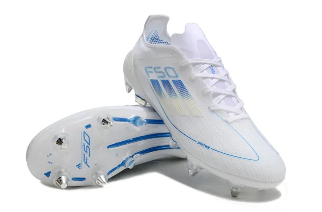 Adidas F50 Blancos y Azules para Tierra Firme Zapatos de Fútbol 4