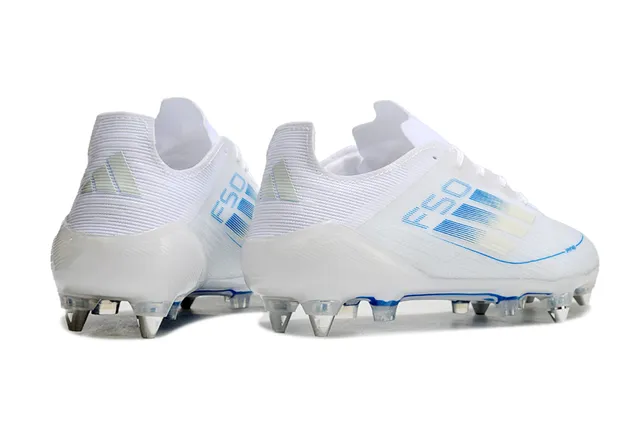 Adidas F50 Blancos y Azules para Tierra Firme Zapatos de Fútbol 5