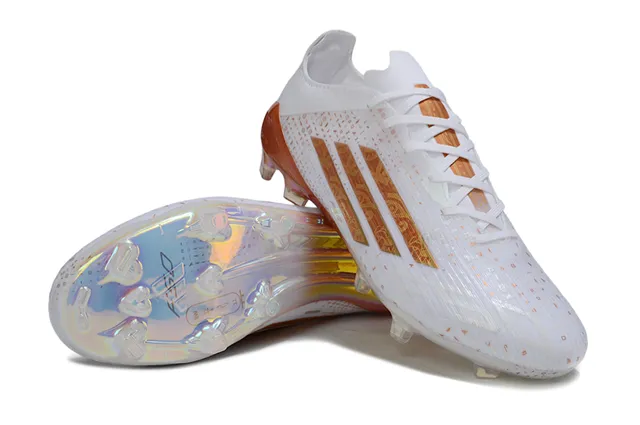 Adidas F50 White and Iridescent Orange Firm-Ground Soccer Shoes 4