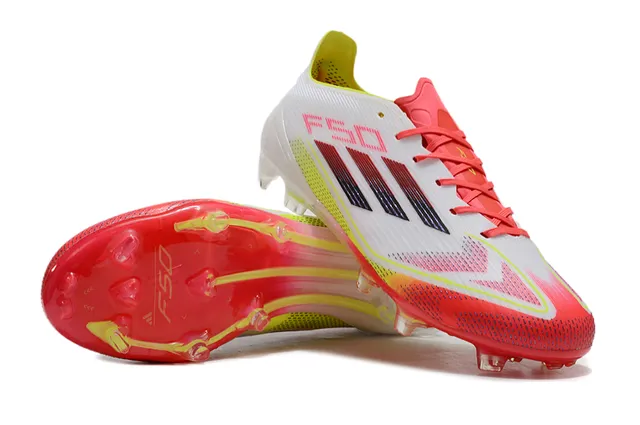 Adidas F50 White Neon Yellow Red Gradient Firm-Ground Soccer Shoes 3
