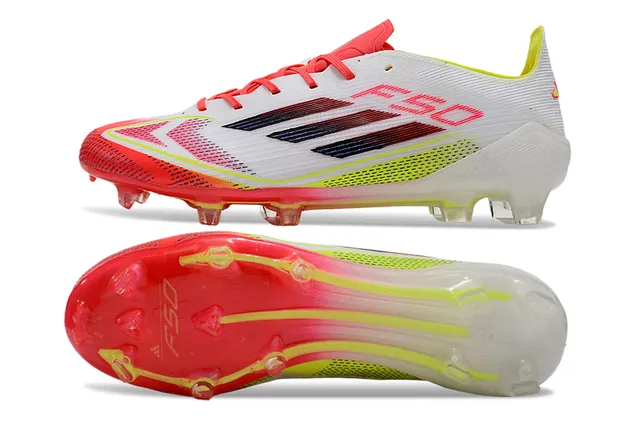 Adidas F50 White Neon Yellow Red Gradient Firm-Ground Soccer Shoes 5