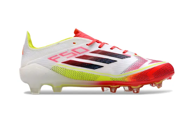 Adidas F50 White Neon Yellow Red Gradient Firm-Ground Soccer Shoes 7