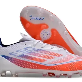 Adidas F50 White Orange Low-Cut Speed Cleat Synthetic Textile Upper Firm-Ground Soccer Shoes