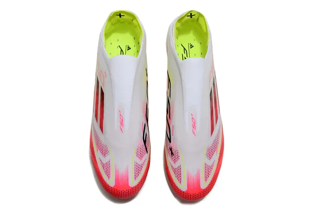 Adidas F50 Blanco Rojo Bajo Corte Ajuste Calcetín Parte Superior Césped Firme Zapatos de Fútbol 2