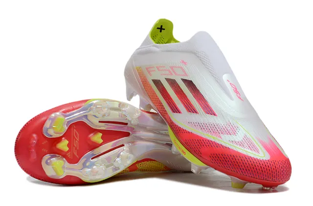 Adidas F50 Blanco Rojo Bajo Corte Ajuste Calcetín Parte Superior Césped Firme Zapatos de Fútbol 3