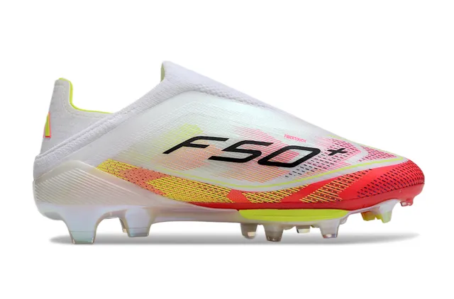 Adidas F50 Blanco Rojo Bajo Corte Ajuste Calcetín Parte Superior Césped Firme Zapatos de Fútbol 7