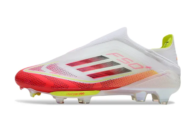 Adidas F50 Blanco Rojo Bajo Corte Ajuste Calcetín Parte Superior Césped Firme Zapatos de Fútbol 8