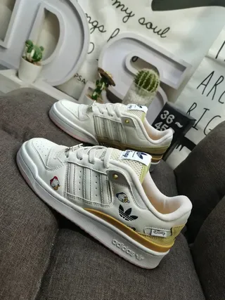 Adidas Forum Low Disney Collaboration Off-White Gold Lifestyle Sneakers 7