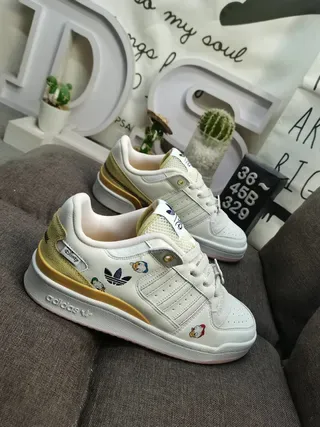 Adidas Forum Low Disney Collaboration Off-White Gold Lifestyle Sneakers 9