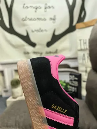 Adidas Gazelle Black and Pink Suede Lifestyle Sneakers 23