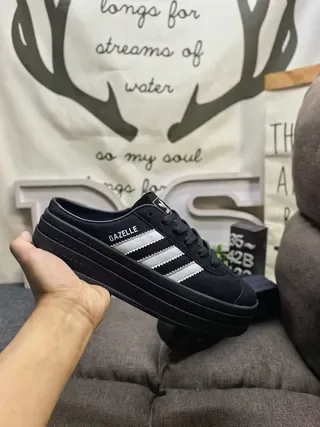 Adidas Gazelle Black and Silver Platform Lifestyle Sneakers 5