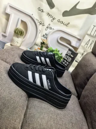 Adidas Gazelle Black and Silver Platform Lifestyle Sneakers 7