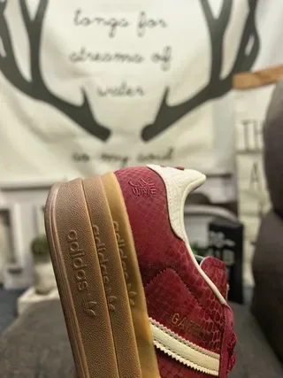 Adidas Gazelle Red Suede Platform Lifestyle Sneakers 3