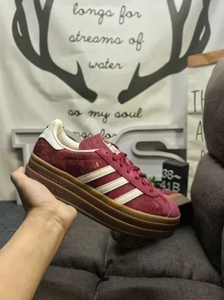 Adidas Gazelle Red Suede Platform Lifestyle Sneakers 5