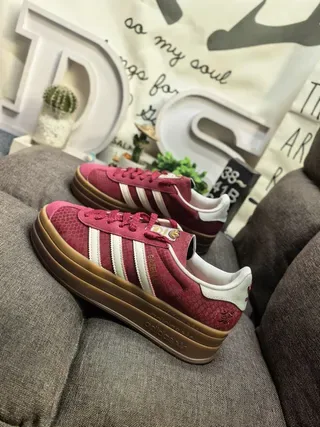 Adidas Gazelle Red Suede Platform Lifestyle Sneakers 7