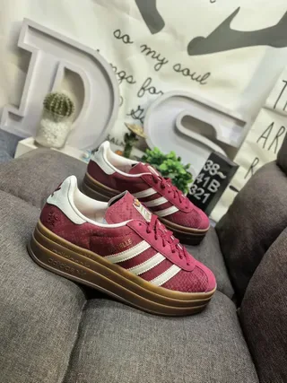 Adidas Gazelle Red Suede Platform Lifestyle Sneakers 9
