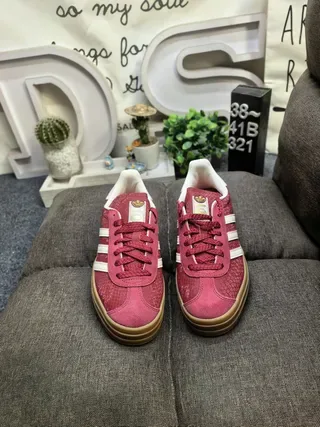 Adidas Gazelle Red Suede Platform Lifestyle Sneakers 10