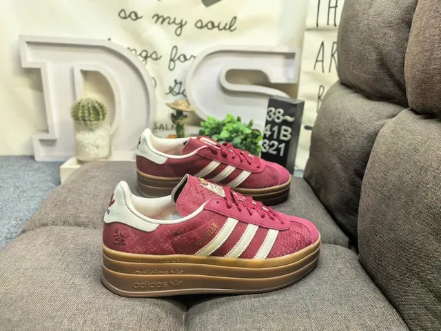 Adidas Gazelle Red Suede Platform Lifestyle Sneakers 11