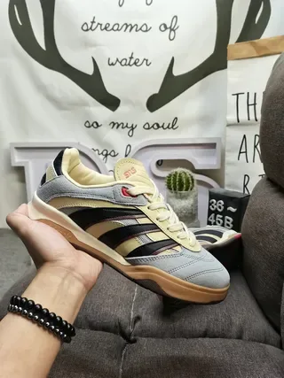 Adidas Gray Beige Low-Top Layered Suede And Textile Upper Lifestyle Sneakers 6