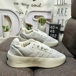 Adidas Gray Beige Suede Upper Platform Sole Lifestyle Sneakers
