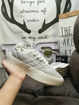 Adidas Gray Beige Suede Upper Platform Sole Lifestyle Sneakers 5