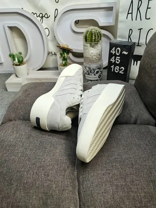 Adidas Gray Beige Suede Upper Platform Sole Lifestyle Sneakers 6