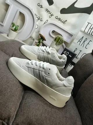 Adidas Gray Beige Suede Upper Platform Sole Lifestyle Sneakers 7