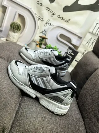 Adidas Gray Black Layered Mesh And Suede Upper TPU Cage Overlay Lifestyle Sneakers 7