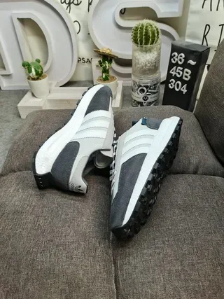 Adidas Gris Noir Rayures Triples Panneau Latéral Partie Supérieure en Matériau Mixte Chaussures Lifestyle 6