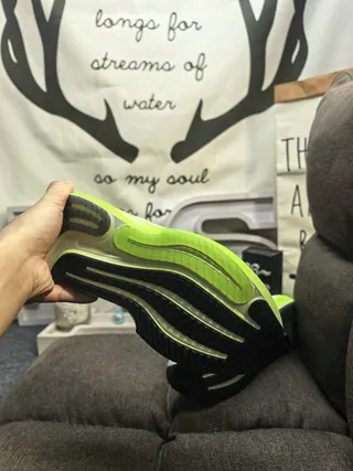 Adidas Gray Green Knit Upper Gradient Lime Stripes Running Shoes 4