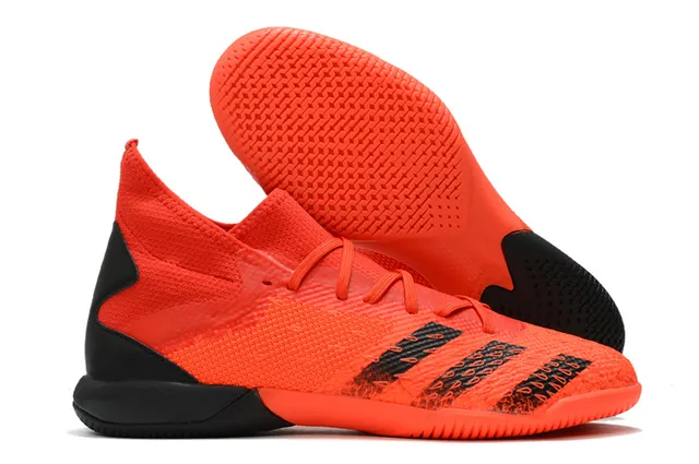 Adidas Gris Orange Ajustement Chaussette Col en Maille Tige Synthétique Texturée Chaussures de Football Intérieur 6