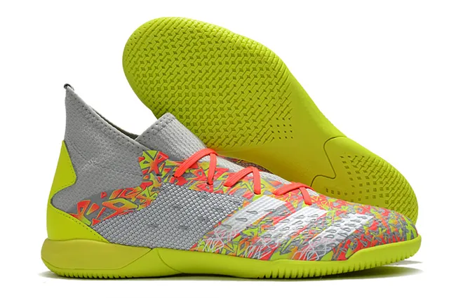 Adidas Gris Orange Ajustement Chaussette Col en Maille Tige Synthétique Texturée Chaussures de Football Intérieur 7